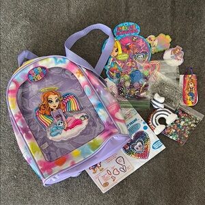 Vintage 2000 Lisa Frank Angel & Cat Mini Backpack w/Craft Activities